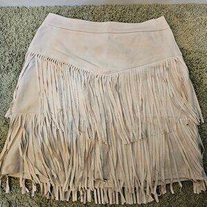 Suede fringe skirt